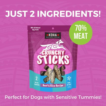 Koha Crunchy Sticks Beef & Rice Recipe dog treats 10.58oz