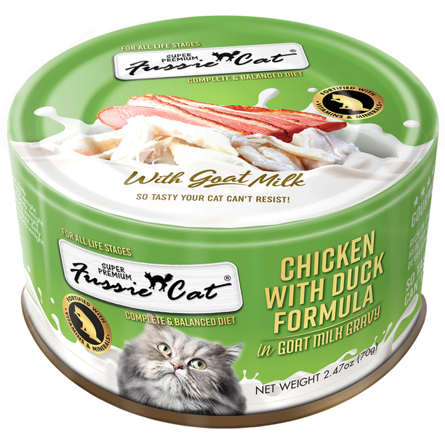 Fussie Cat Chicken with Chicken with Duck Formula in Goat Milk Gravy 2.47oz
