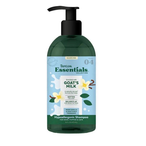 TropiClean Essentials Goat’s Milk & Warm Vanilla Cookie - Hypoallergenic Shampoo for Dogs and Cats