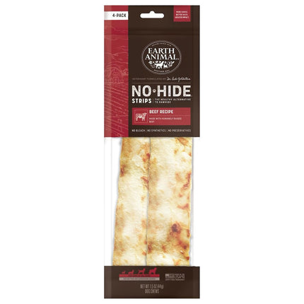 Earth Animal No Hide Strips 4 Pack - Beef 1.5oz