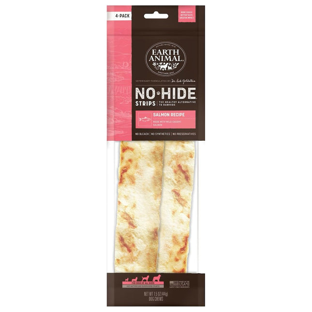 Earth Animal No Hide Strips 4 Pack - Salmon 1.5oz