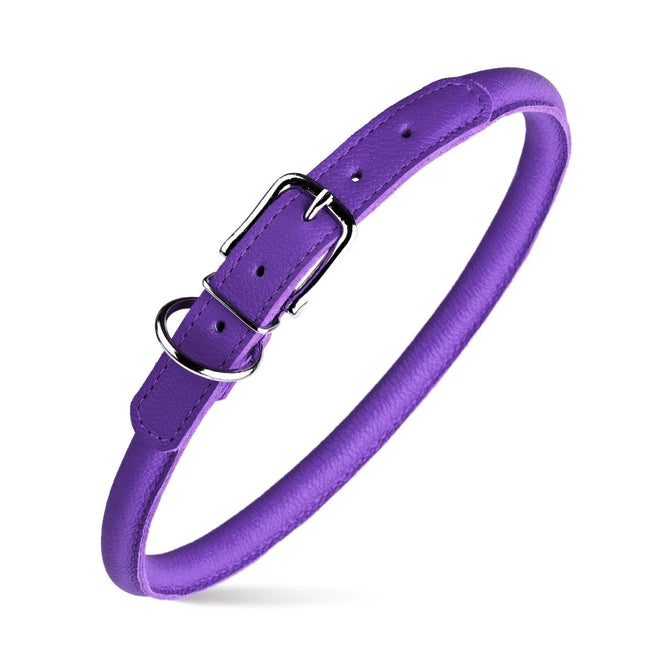 Dogline Round Leather Collar Purple