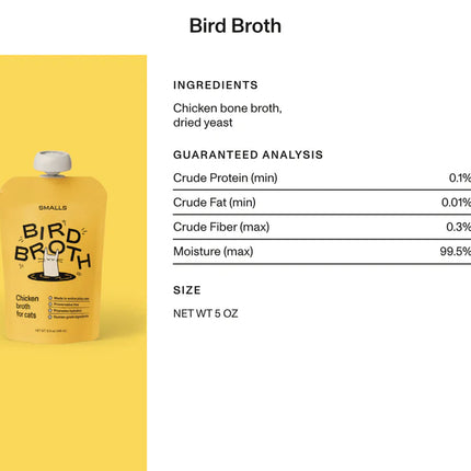 Smalls Bird Bone Broth for Cats - Chicken Recipe 5oz