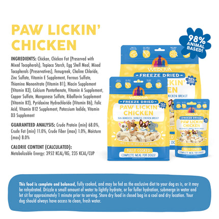 Weruva Paw Lickin’ Chicken Freeze-dried dog food