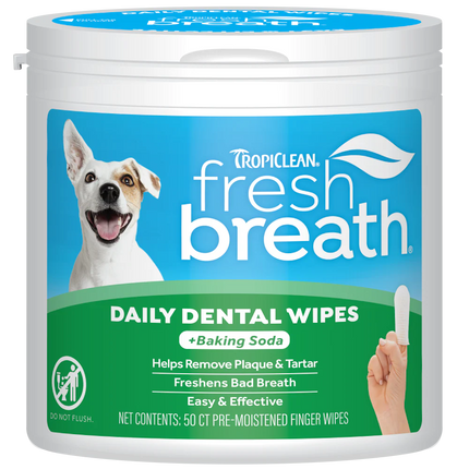 Tropiclean Fresh Breath Daily Dental Wipes with Baking Soda 50ct