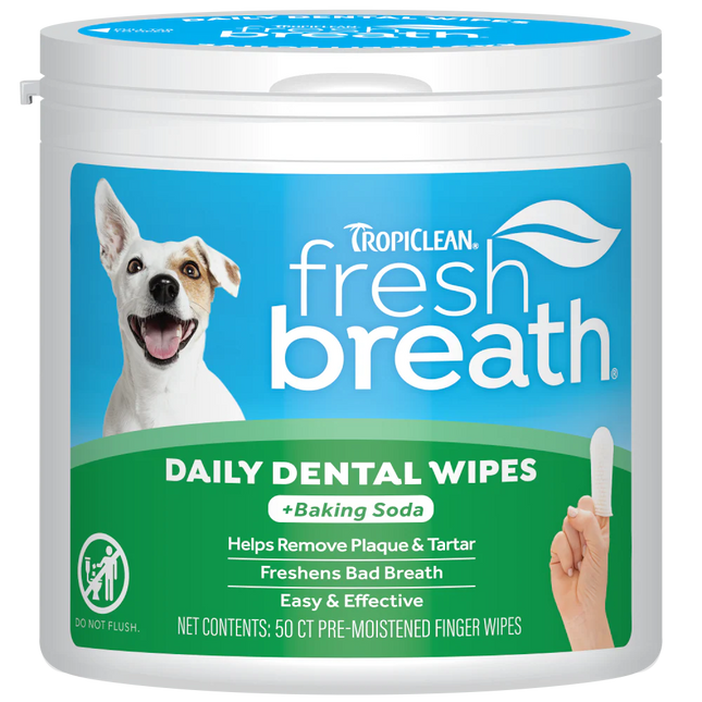 Tropiclean Fresh Breath Daily Dental Wipes with Baking Soda 50ct