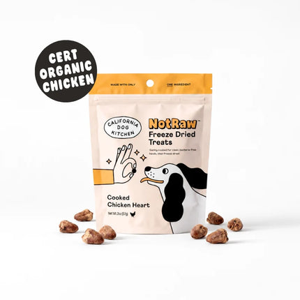 California Dog Kitchen Not Raw Freeze Dried Cooked Organic Chicken Heart 2oz