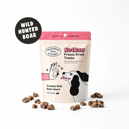 California Dog Kitchen Not Raw Freeze Dried Cooked Wild Boar Heart 2oz