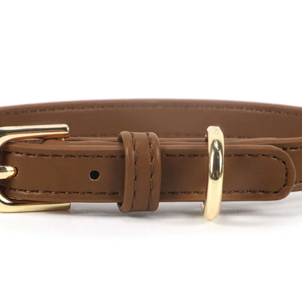 Pistachio Vegan Leather Collar - Cognac