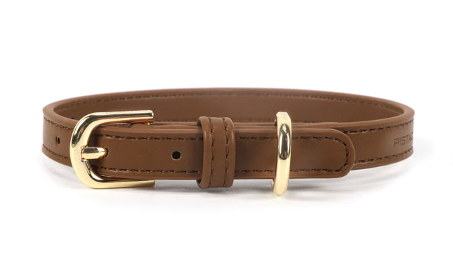 Pistachio Vegan Leather Collar - Cognac
