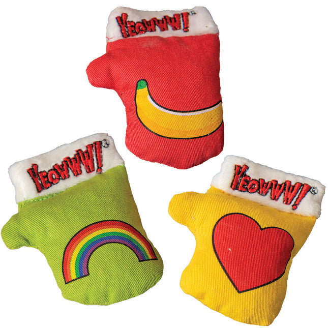 Yeowww! Kitten Mitten catnip toy - yellow with heart