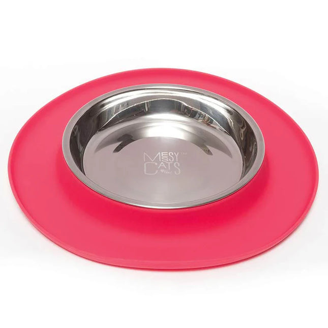 Messy Cats Silicone Single Feeder W Stainless Steel Bowl
