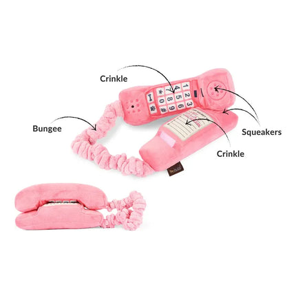 P.L.A.Y. 80s Classic Dog Toy Paw Talk Pink Corded Phone