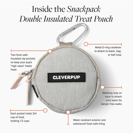 Clever Pup Snackpack Double Insulated Dog Treat Pouch - Sand