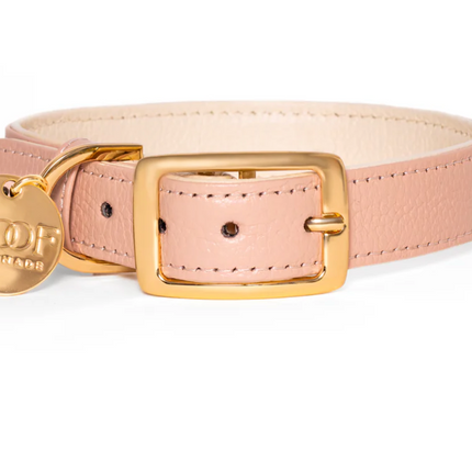 Neighbor Woof Blush Leather dog collar