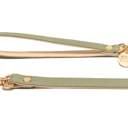 Neighbor Woof Sage Leather Leash