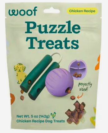 Woof Nomchucks Puzzle Treats 12oz - Chicken