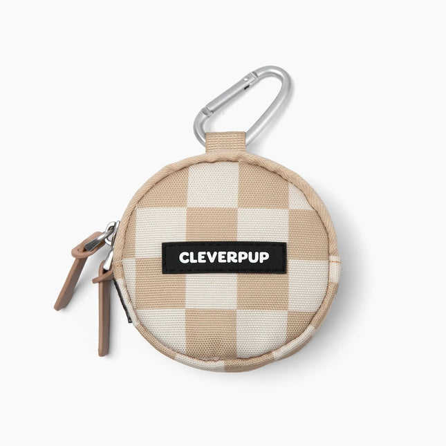 Clever Pup Snackpack Double Insulated Dog Treat Pouch - Tan Checkerboard