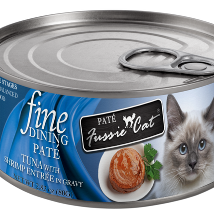 Fussie Cat Fine Dining Pate Tuna with Shrimp Entree in Gravy