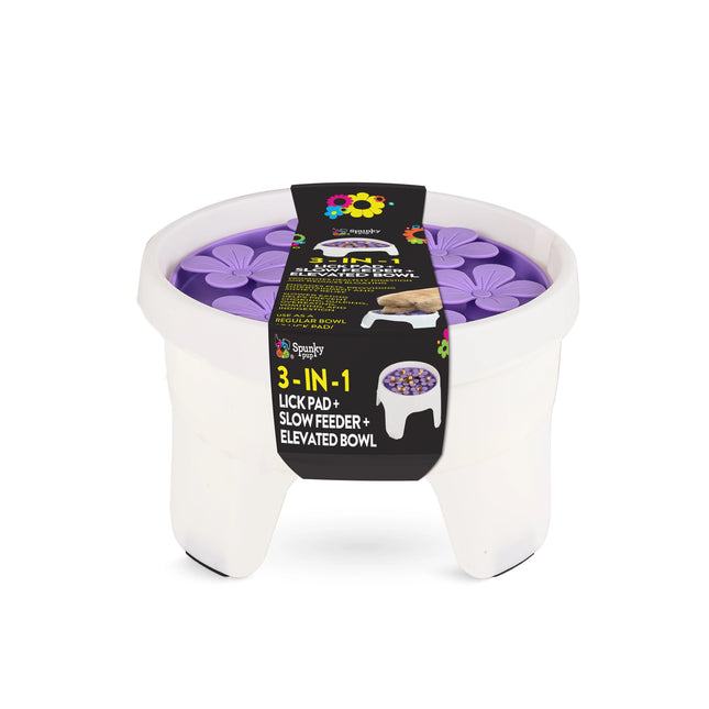 Spunky Pup 3-in-1 Lick Pad + Slow Feeder Elevated Bowl