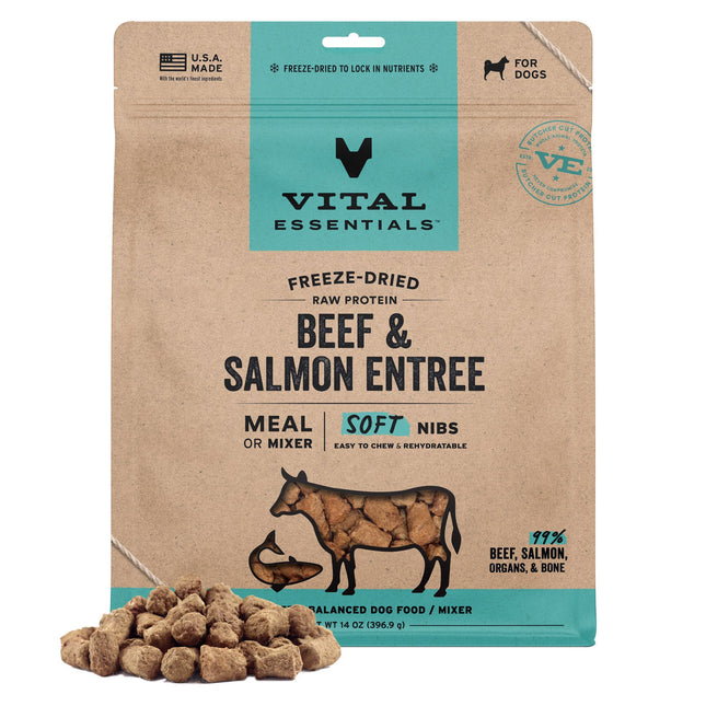 Vital Essentials Dog - Beef & Salmon Entree Soft Nibs 14oz