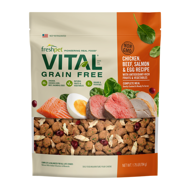 FreshPet Vital Chicken, Beef, Salmon & Egg Recipe with Antioxidant-rich Fruits & Vegetables