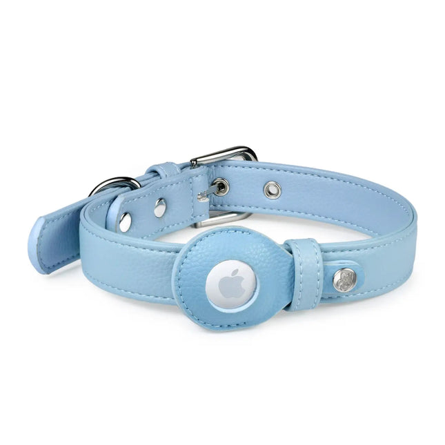 Blueberry Pet Vegan Leather Air tag collar blue