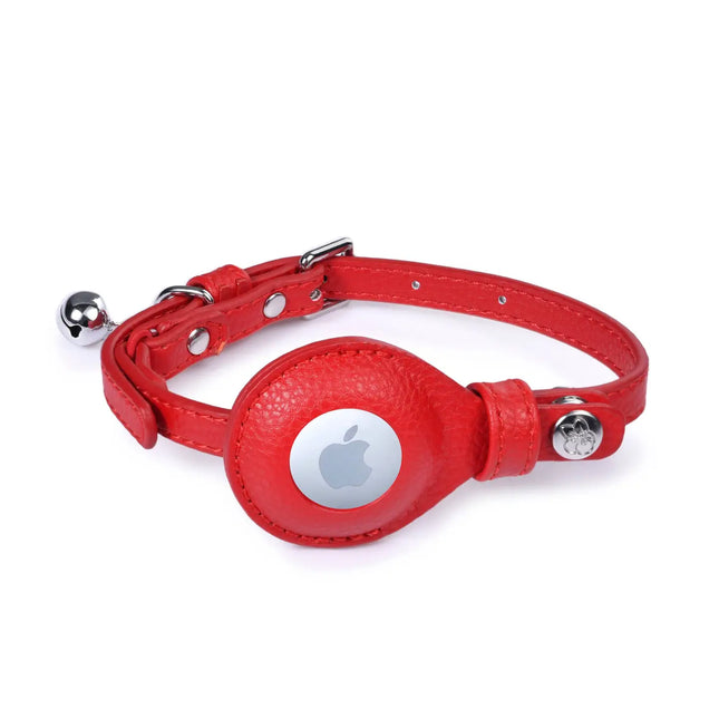 BlueBerry Pet Microfiber Leather AirTag Cat Collar Bold Red