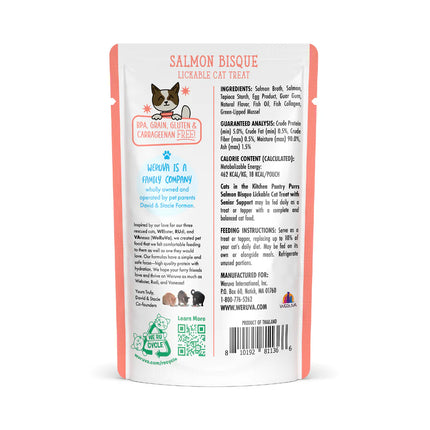 Weruva Cats In the Kitchen Pantry pours Lickable Treat - Salmon Bisque Senior Support 1.4oz