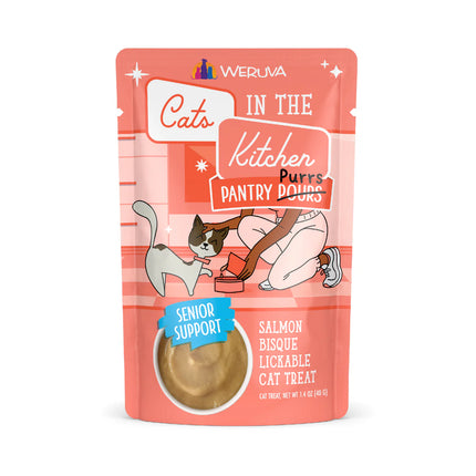 Weruva Cats In the Kitchen Pantry pours Lickable Treat - Salmon Bisque Senior Support 1.4oz