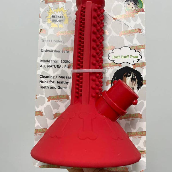 Puff Palz The Beaker Buddy Dog Toy - Red