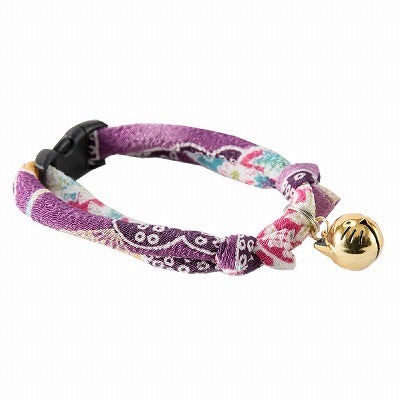 Necoichi Chirimen Hanabi Fireworks Cat Collar - Purple