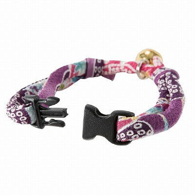 Necoichi Chirimen Hanabi Fireworks Cat Collar - Purple