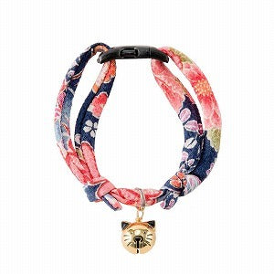 Necoichi - Navy Chirimen Hanabi Fireworks Cat Collar