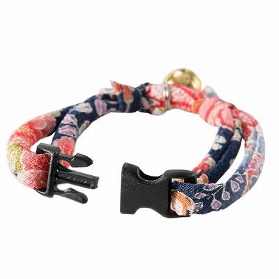 Necoichi - Navy Chirimen Hanabi Fireworks Cat Collar