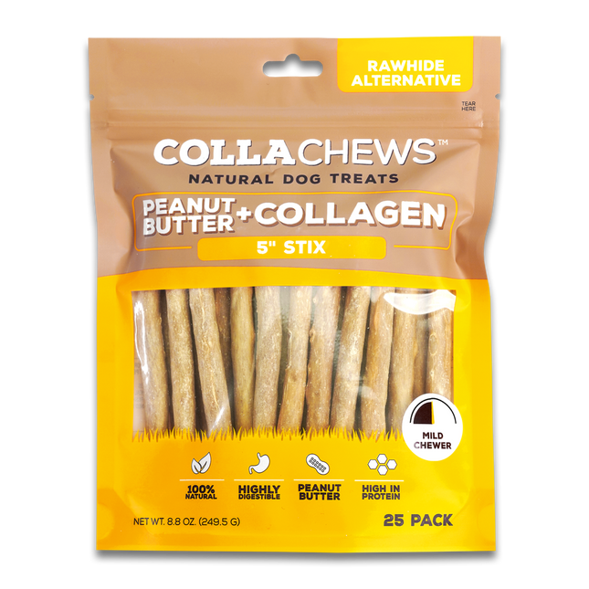 Collachews Peanut Butter + Collagen 5" Stix