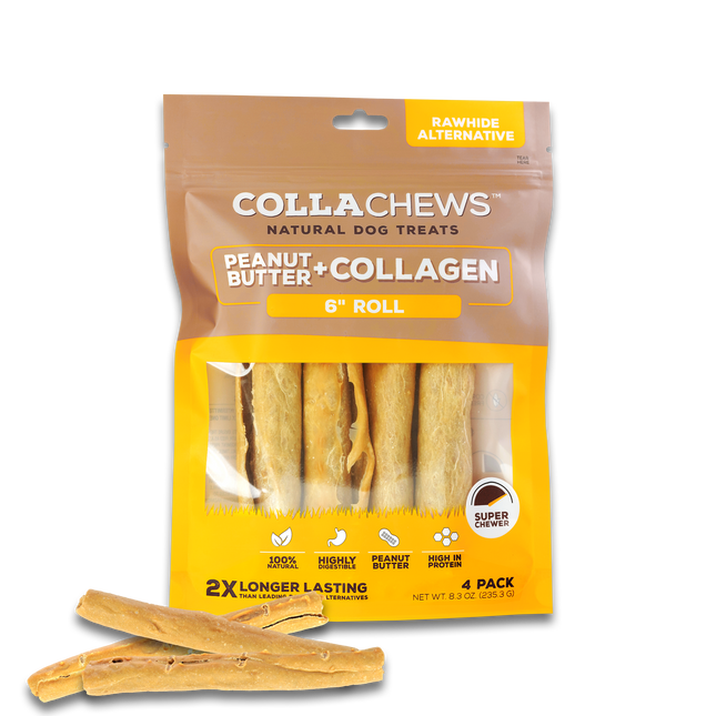 Collachews Peanut Butter + Collagen 6" Rolls