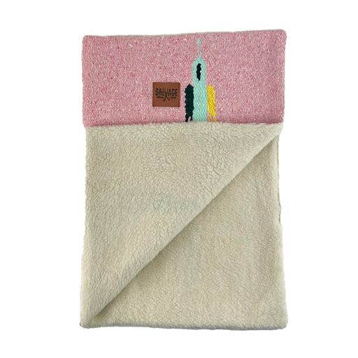 Salvage Maria Thunderbird Blanket with Sherpa Lining - Light Pink