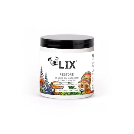 Lix Restore Organic Six Mushroom Extract Powder 2.12oz