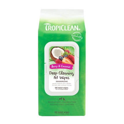 Tropiclean deep cleansing berry & coconut grooming wipes