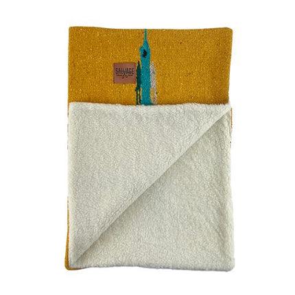Salvage Maria Thunderbird Blanket with Sherpa Lining - Gold