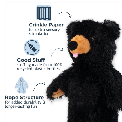 Tall Tails Stuffless Black Bear Dog Toy