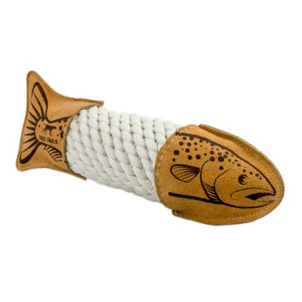 Tall Tails - Natural Leather/Rope Crunch Trout Toy