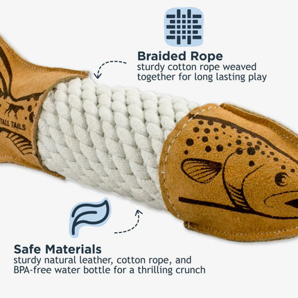 Tall Tails - Natural Leather/Rope Crunch Trout Toy
