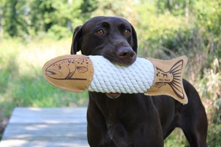 Tall Tails - Natural Leather/Rope Crunch Trout Toy