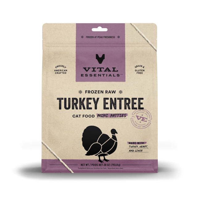 Vital Essentials Cat - Frozen Patties Turkey Recipe 28oz