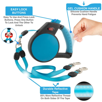 Wigzi Dual Dog Retractable Leash - For all dog sizes