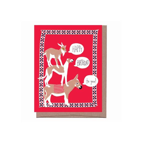 La Familia Green - Stacked Animals Birthday Card