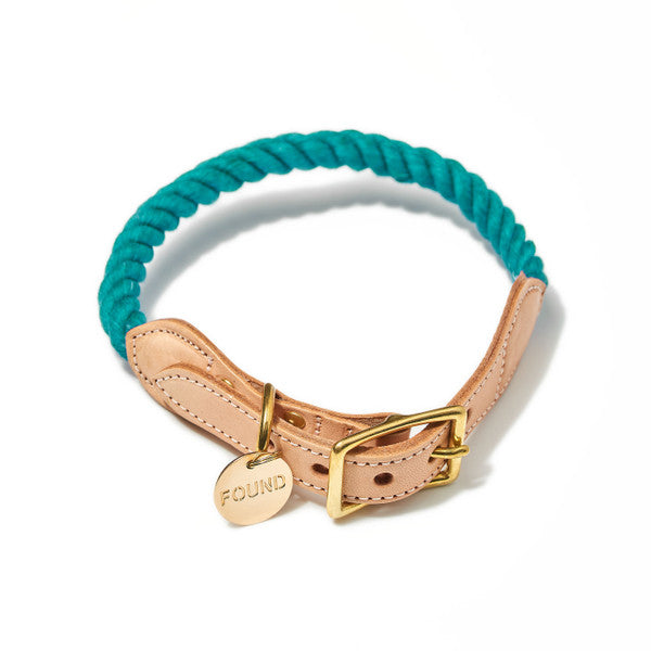 Found My Animal - Teal Cotton Rope Dog Collar