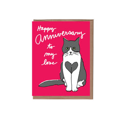 La Familia Green happy anniversary cat card